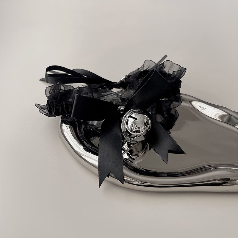 Bell Pendant Ribbon Lace Choker