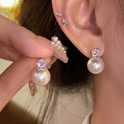 Alloy Pearl Faux Rhinestone Earring Stud