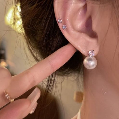 Alloy Pearl Faux Rhinestone Earring Stud