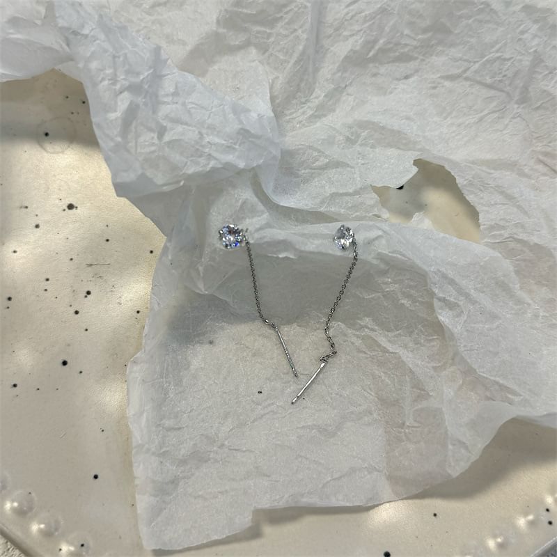 Rhinestone Alloy Threader Earring