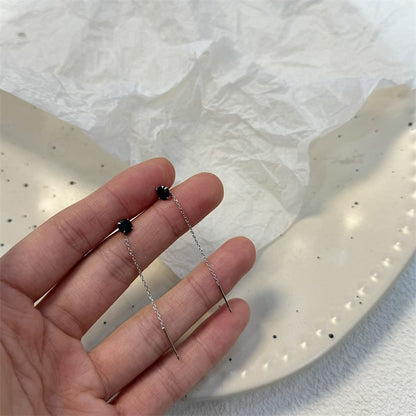 Rhinestone Alloy Threader Earring