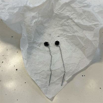 Rhinestone Alloy Threader Earring