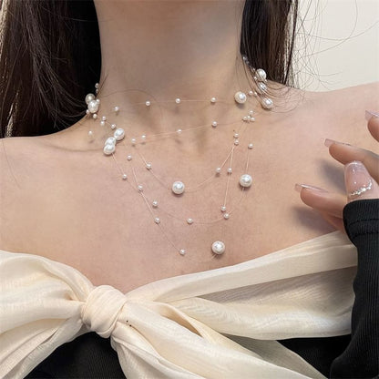 Layered Choker Faux Pearl