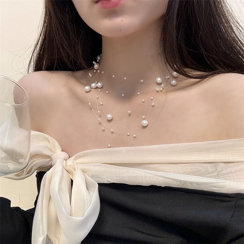 Layered Choker Faux Pearl