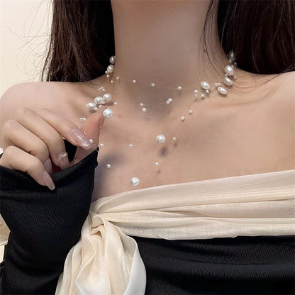 Layered Choker Faux Pearl