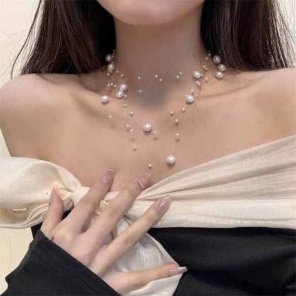 Layered Choker Faux Pearl