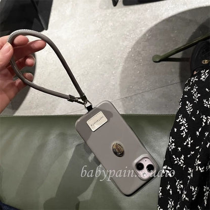 Metal Plate Faux Leather Phone Case