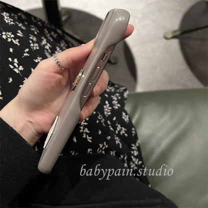 Metal Plate Faux Leather Phone Case