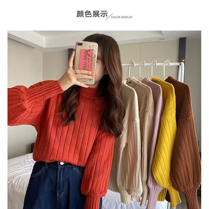 Mock Ribbed Plain Sweater Neck