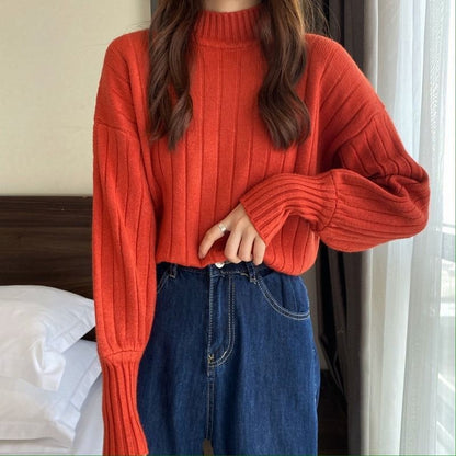 Mock Ribbed Plain Sweater Neck