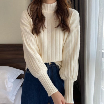 Mock Ribbed Plain Sweater Neck