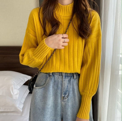 Mock Ribbed Plain Sweater Neck