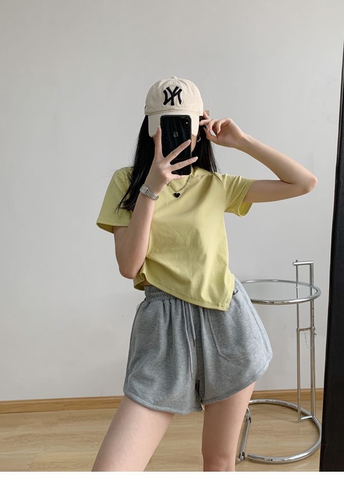 Shorts Plain Waist Sweat Drawstring