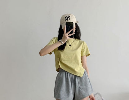 Shorts Plain Waist Sweat Drawstring