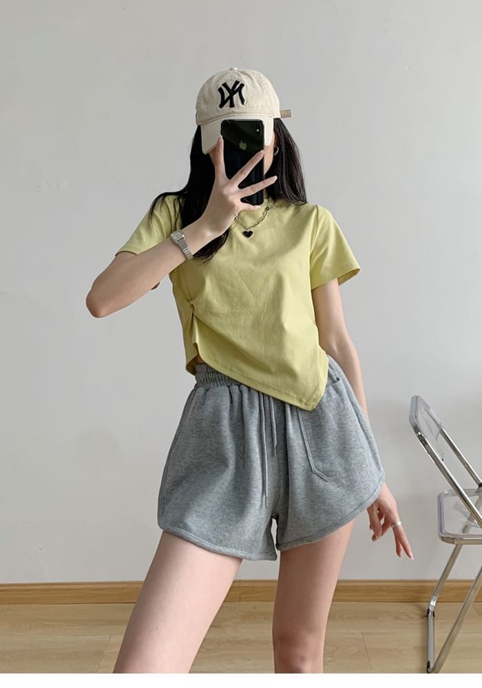 Shorts Plain Waist Sweat Drawstring