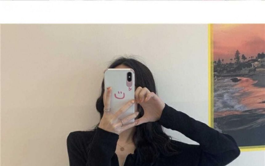 Plain Cardigan Zip Collared