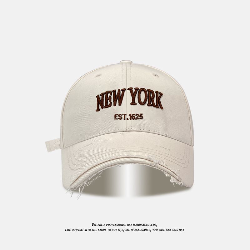 Distressed Baseball Lettering Embroidered Cap