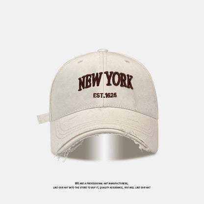 Distressed Baseball Lettering Embroidered Cap