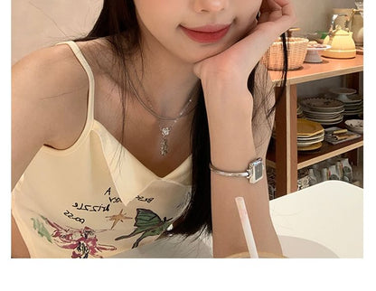 Rhinestone Bow Heart Applique Denim Beret