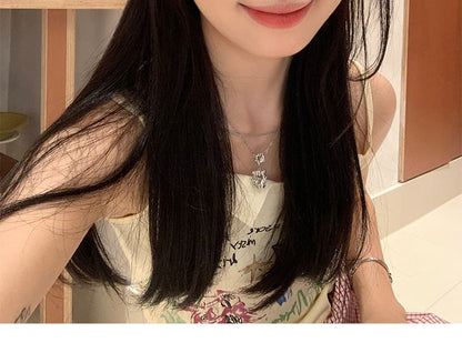 Rhinestone Bow Heart Applique Denim Beret