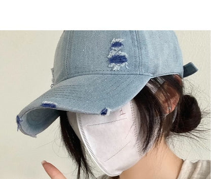 Washed Distressed Denim Baseball Cap
