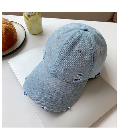 Washed Distressed Denim Baseball Cap