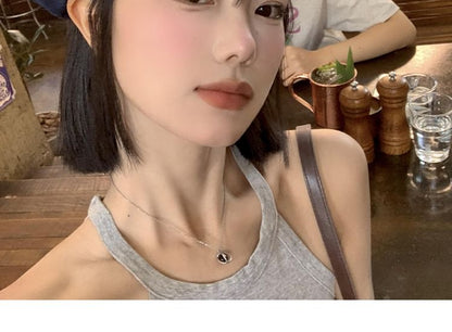 Button Accent Washed Denim Beret