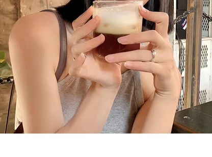 Button Accent Washed Denim Beret