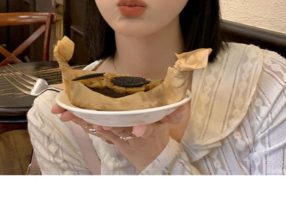 Lettering Applique Mesh Panel Denim Beret