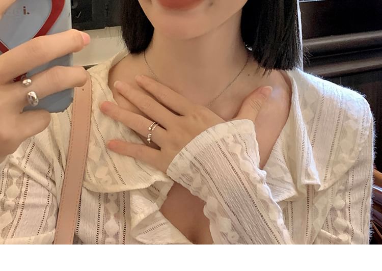 Lettering Applique Mesh Panel Denim Beret