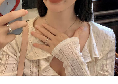 Lettering Applique Mesh Panel Denim Beret