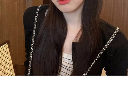 Faux Leather Panel Knit Newsboy Cap