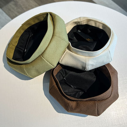 Lettering Embroidered Waffle Beret