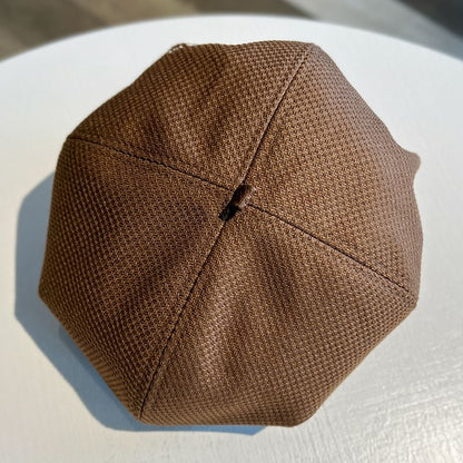 Lettering Embroidered Waffle Beret