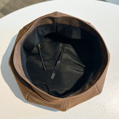 Lettering Embroidered Waffle Beret