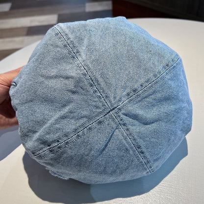 Washed Distressed Denim Beret