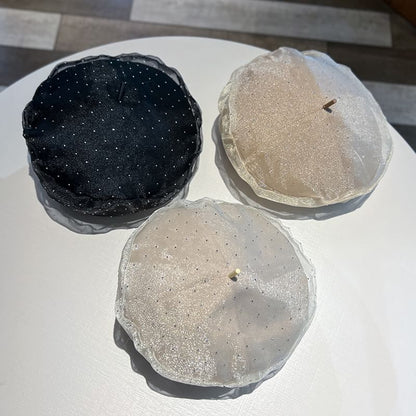 Rhinestone Mesh Beret