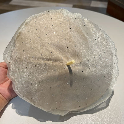 Rhinestone Mesh Beret