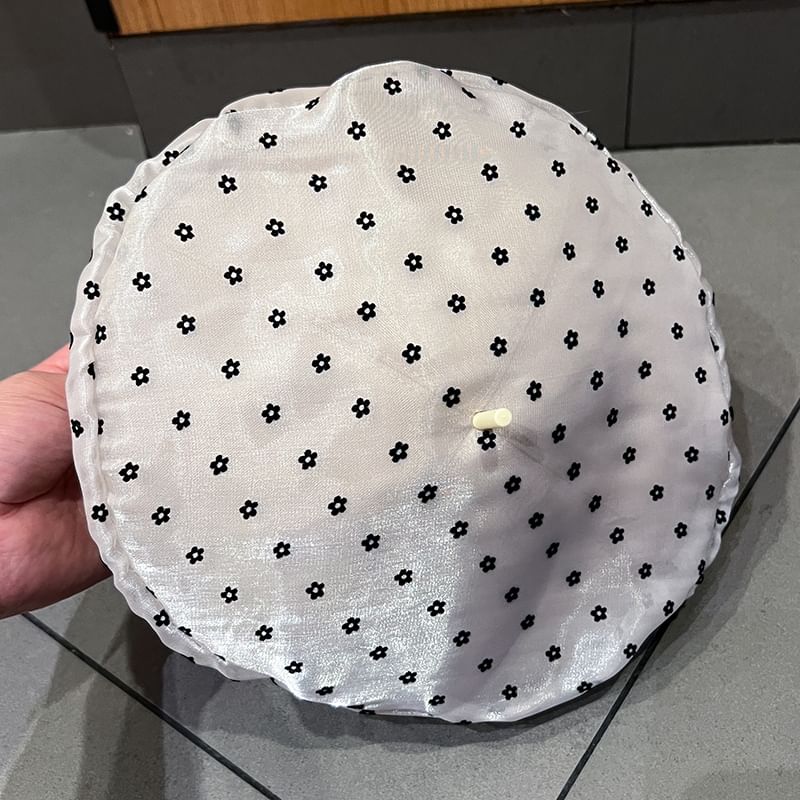 Floral Print Mesh Beret