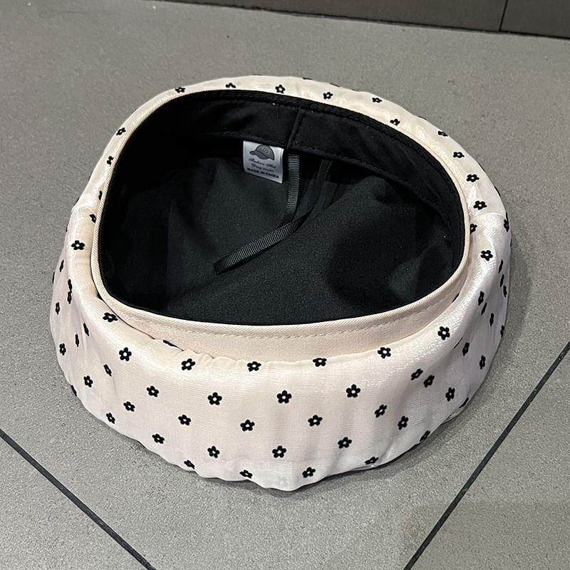 Floral Print Mesh Beret