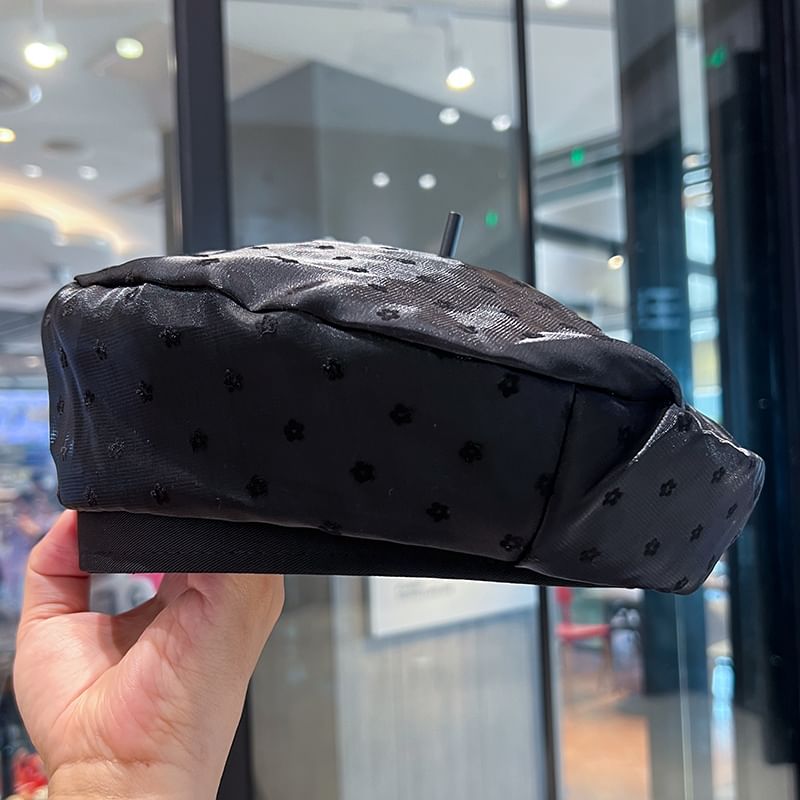 Floral Print Mesh Beret