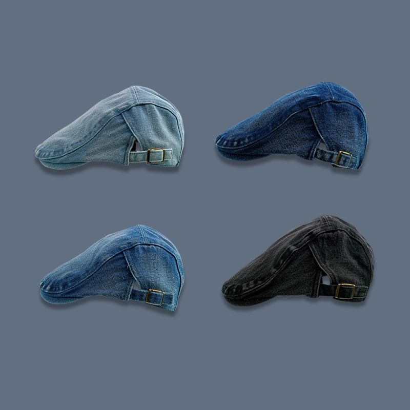 Washed Denim Flat Cap