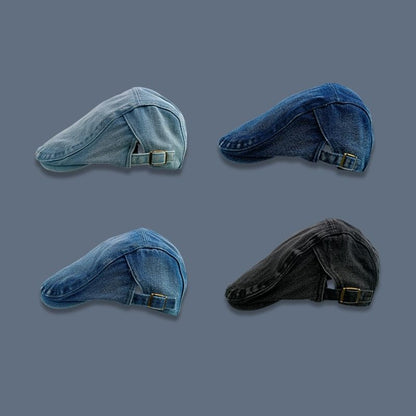 Washed Denim Flat Cap