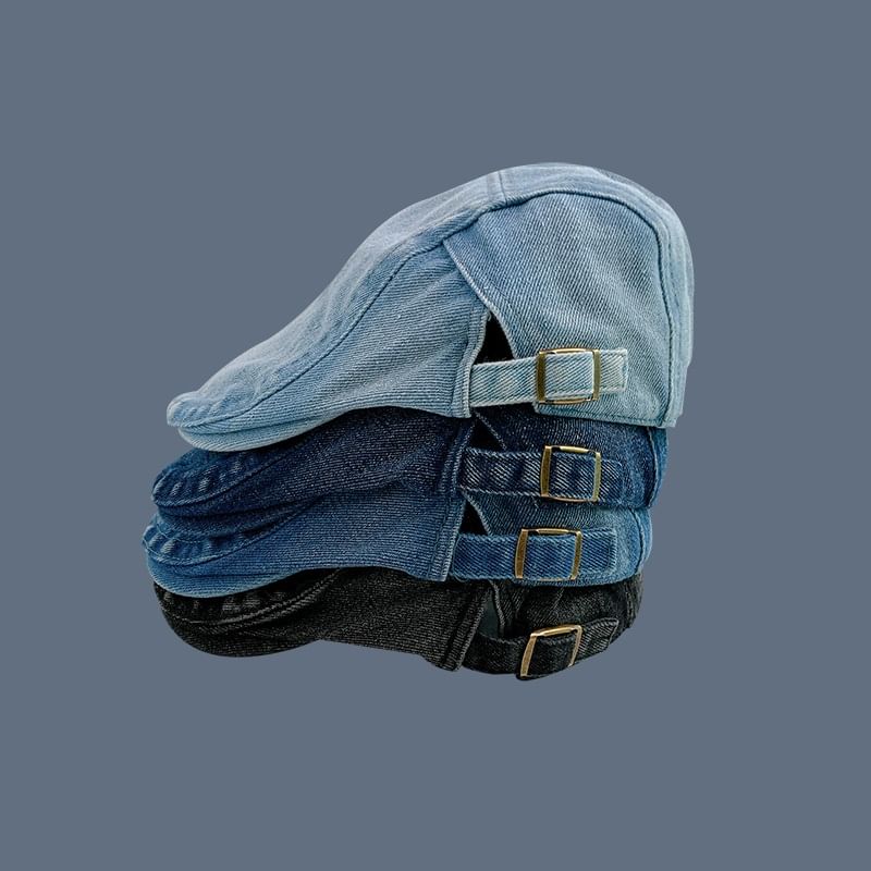 Washed Denim Flat Cap