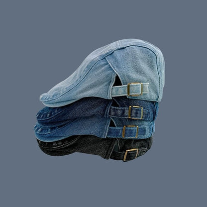 Washed Denim Flat Cap