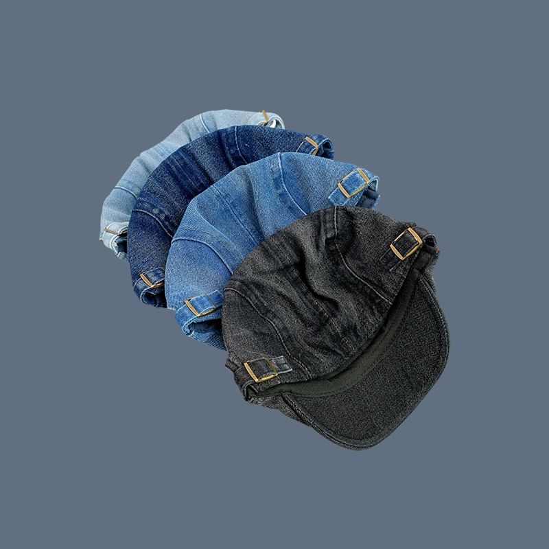 Washed Denim Flat Cap
