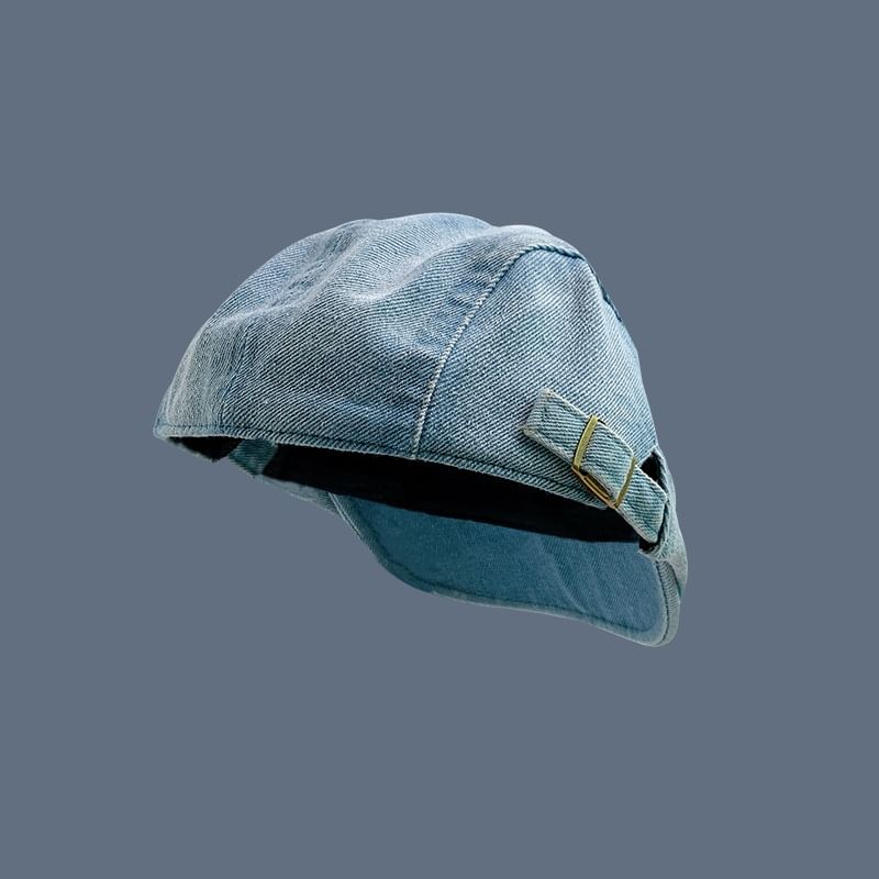 Washed Denim Flat Cap