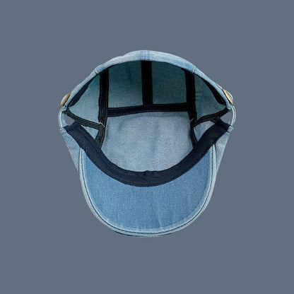 Washed Denim Flat Cap