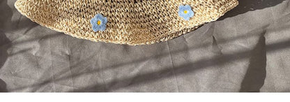 Floral Accent Straw Bucket Hat