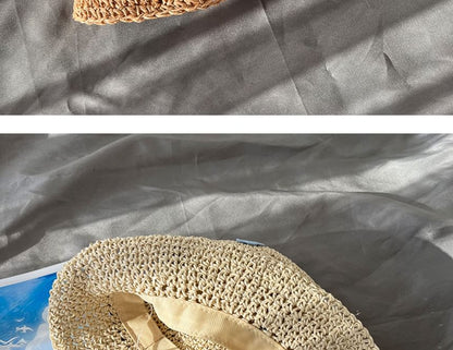 Floral Accent Straw Bucket Hat